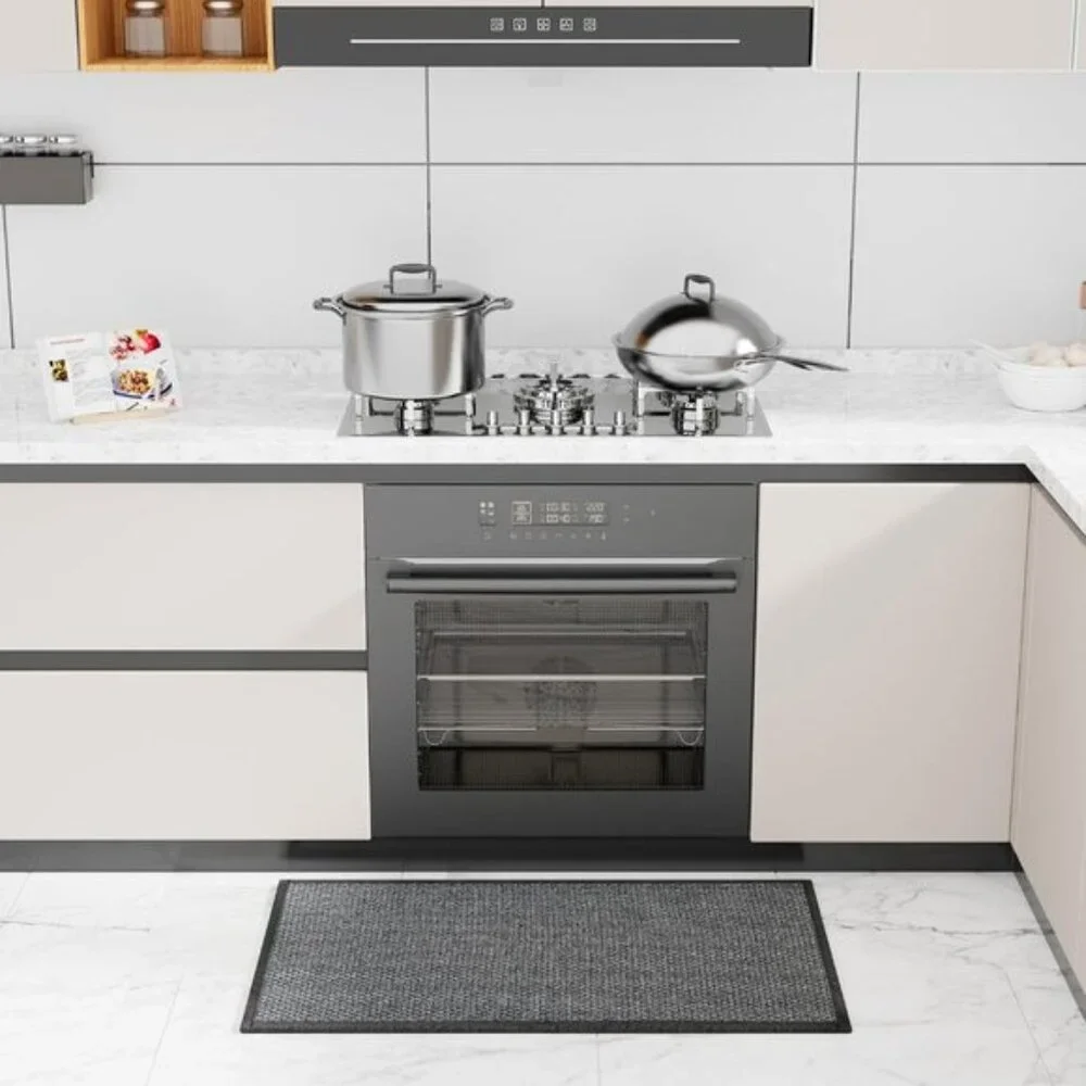 New Black Kitchen Rug, Washable Non-Slip Absorbent Mat for Sink, Door & Entryway